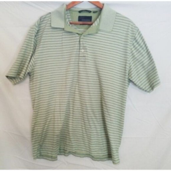 Greg Norman Mens Polo Golf Shirt Size XL Striped Double Mercerized Green - Picture 6 of 11